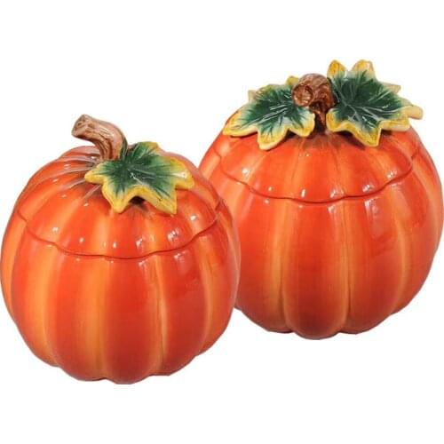 Pumpkin Storage Bowl Plates Mug Ceramic Storage Box Butter Plate With Cover Kitchen Appliance