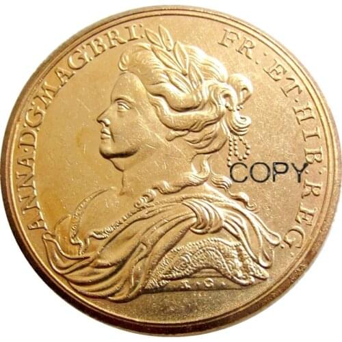 UK 1713 Queen Anne and the Peace of Utrecht Gold Plated Copy Coins