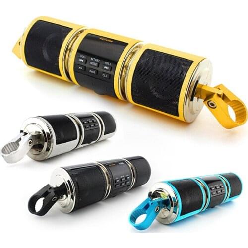 Motorcycle Bluetooth V2.1+ EDR Audio Water Resistant Motorbike Stereo Speaker with FM Radio AUX USB TF Card MP3 Player MT487