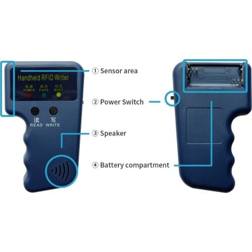 B2EF Waterproof Handheld 125khz RFID Duplicator Key Copier Reader Writer ID Card Cloner Programmer Writable Key Cards Keyfobs