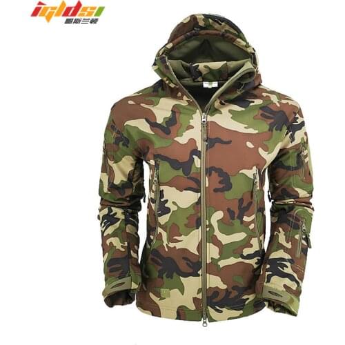Military Tactical Jacket Men Lurker Shark Skin SoftShell Jacket Windbreaker Army Camouflage Waterproof Hooded Fleece Coats S-3XL