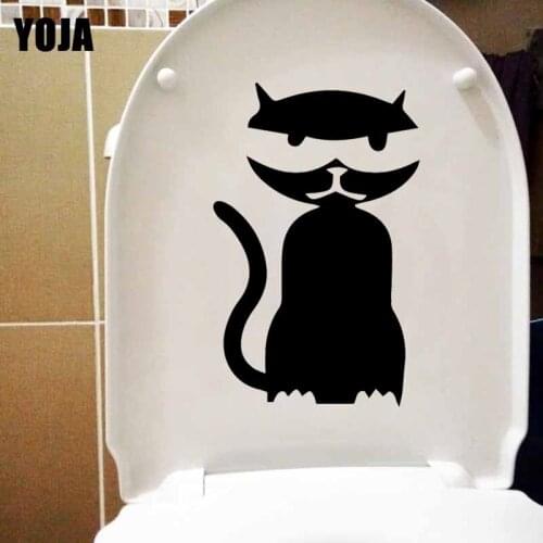 YOJA 15.3X23.9CM Wall Sticker Mural Bedroom Design Art Funny Cool Cat Kitten Toilet Decal T5-0118