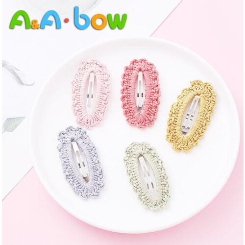 5pcs Lovely Nylon Hairpins BB Clip Snap Barrettes,Cable Weave Solid Moran Color Headwears,Hollow-out Baby Girls Hair Accessories