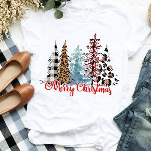 Womens T Lady Leopard Truck Tree Autumn Winter Merry Christmas Womens Clothes Shirt T Tee for Tshirt Female Top Graphic T-shirt