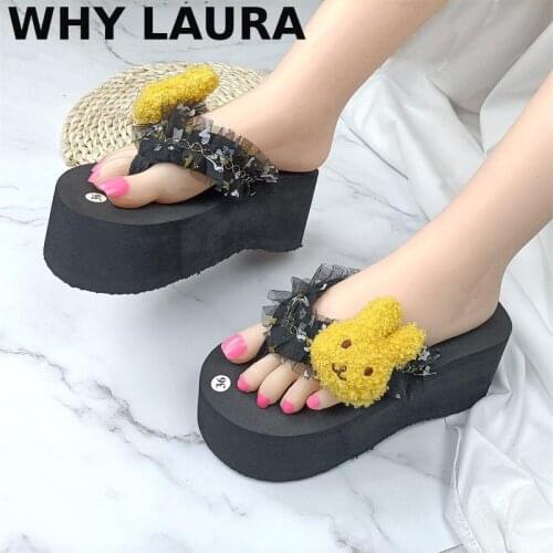 Summer 2021 Womens Sandals, flip-flops, outdoor womens slippers, platform soled comfort shoes, cute animal womens beach shoes