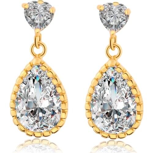 Love & Annie Cute Water Drop Clear CZ Stud Earrings for Women Heart Earrings Love Girls Gift Jewelry