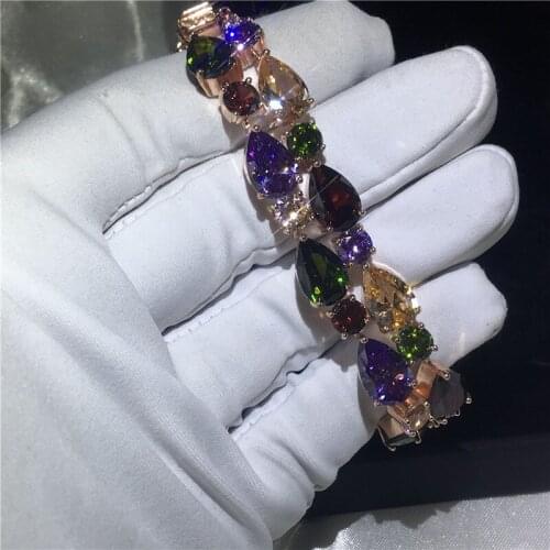 Handmade Mona Lisa Bracelet Water Drop 5A cubic zirconia Rose Gold Filled Party Wedding Bracelets for women Bridal Gift