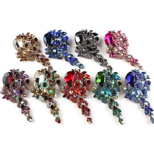 Womens multi Austrian Crystal Wedding Flower Bouquet Brooch Bridal Bouquet Rhinestone Crystal Diamante Brooch Pin