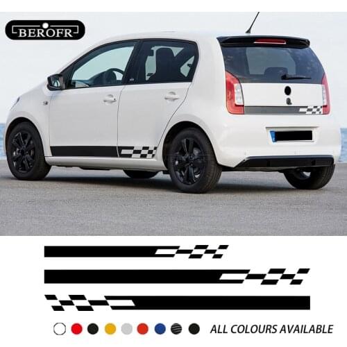 3 Pcs For Skoda Fabia Karoq Citigo Visions SuperB Yeti Octavia Car Side Decal Vinyl Stripes Skirt Graphics Racing Sport Stickers