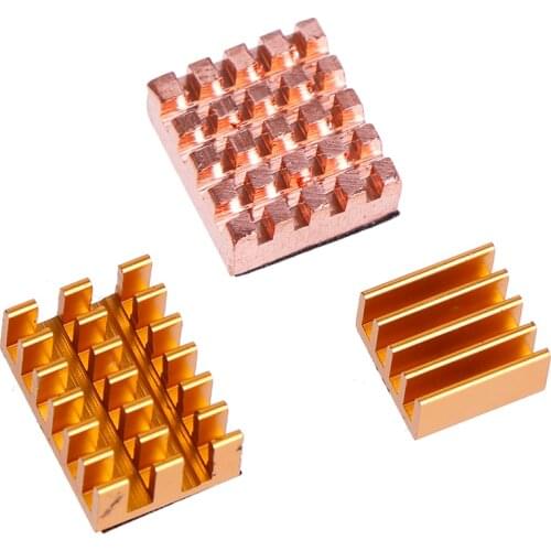 3pcs/set For Raspberry Pi 4B Copper Cooling Pad Heatsink Radiator Cooling Kit Cooler For Raspberry Pi 4 Model B Heat Sink