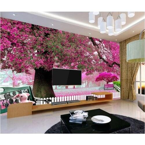 3d wallpaper custom mural non-woven 3d room wallpaper Big red forest park TV setting wall paintings 3d wall murals wallpaper