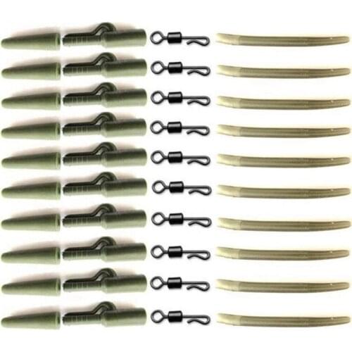 40pc Carp Fishing End Tackle lead clips Quick Change swivels Anti Tangle Sleeves