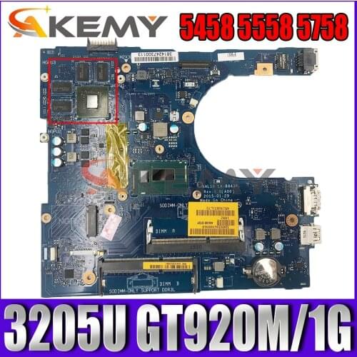 Akemy AAL10 LA-B843P REV:1.0(A00) 3205U 920M/1GB FOR Dell INSPIRON 5458 5558 5758 Laptop Motherboard CN-0F0T2K F0T2K Mainboard