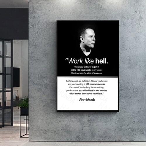 Elon Musk Poster Print Inspirational Wall Art for Office Inches Motivational Poster for Classroom canvas painting wall art frame