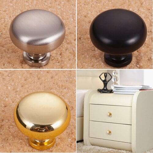 Round Black Gold Alloy Door Handles Silver Kitchen Cabinet Wardrobe Cupboard Closet Drawer Pulls Knobs Furniture Drawer
