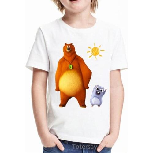 New summer style cute kids clothes sunlight Grizzy bear animal print t-shirt boys/girls funny children clothing tshirt boys tops