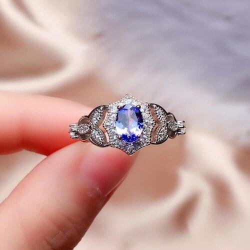 Elegant Gift For Your Mother New Arrive 100% Real And Natural Tanzanite Rings 925 Sterling Silver Fine Jewelry