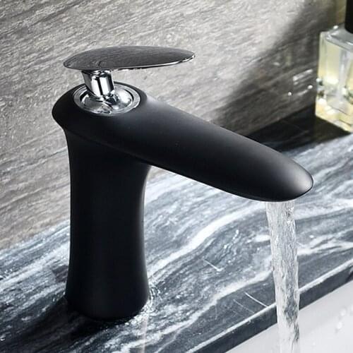 Elegant Bathroom Basin Faucet Copper Paint Basin Sink Tap Cold and Hot Mixer Tap Single Handle Deck Mounted Toilet Water Crane