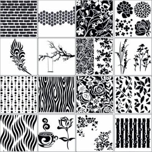 Hot sale A set=16 degins=16pcs scrapbook stencils spray plastic mold shield DIY cake hollow Embellishment printing lace ruler