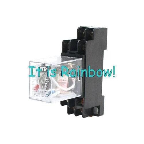 HH62P MY2NJ 35mm Mount Socket Base DC24V/DC12V/AC24V/AC220V/AC110V DPDT 8 Pins Power Relay Voltage need leave a message