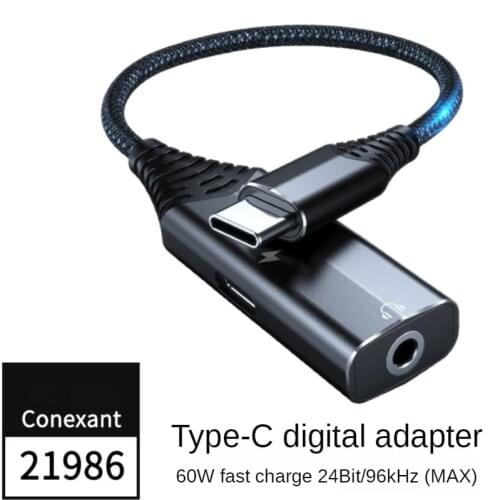 Usb DAC Type C To 3.5 Jack Type C Audio Splitter Headphone Cable Earphone Aux Adapter Fast Charge pd60w mobile phone sound card