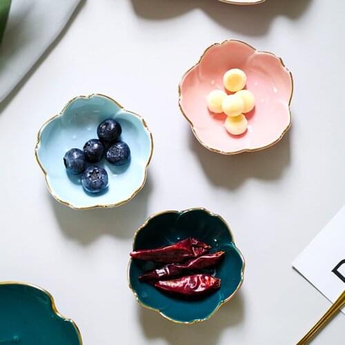 Flower Ceramic Seasoning Dipping Bowl Sakura Ceramic Dish Cherry Blossom Trinket Plate Sauce Dish Flower Dish for Kitchen