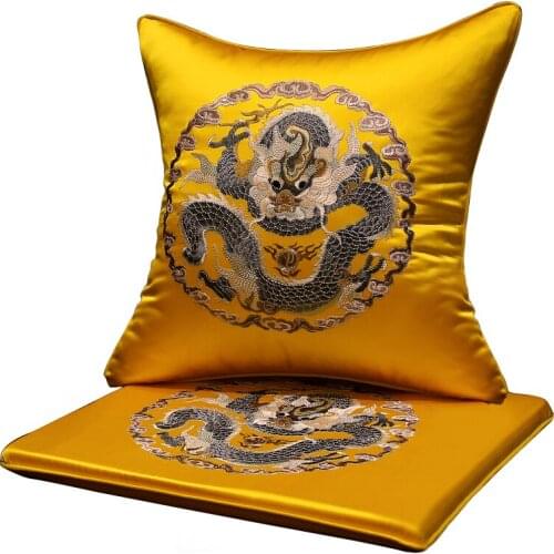 Chinese Embroidery Dragon Seat Cushions Sofa Dining Chair Pad Office Home Decoration Satin Armchair SItting Mat