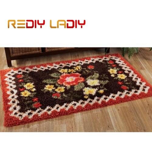 Latch Hook Rug Crochet Floor Mat Flowers Bouquet Tapestry Kits Acrylic Yarn Printed Canvas Cushion DIY Carpet Rug Arts & Crafts