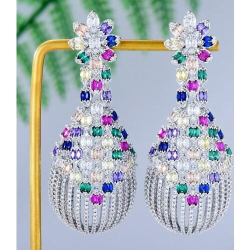 Missvikki Luxury Multicolor Drop Earrings For Women Wedding Cubic Zirconia Dubai Bridal Earrings Costume Jewelry 2021 Original