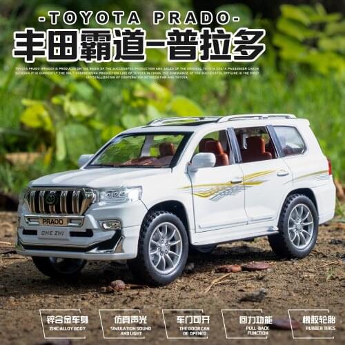 1:24 high simulation domineering Prado sound and light pull back alloy car model toy car for children gifts
