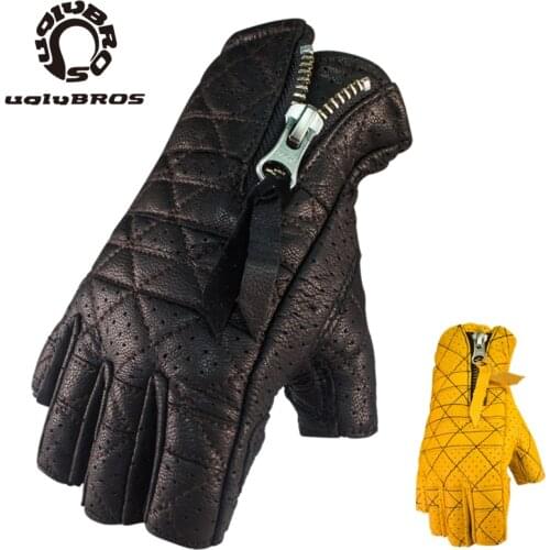 Uglybros Motorcycle half finger sheepskin gloves road riding gloves unisex outdoor Riding gloves motorbike scooter gloves