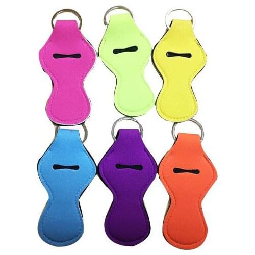 Neoprene Bag Puller Wholesale Blanks Chapstick Holder Keychain Chapstick Wrap 6 Color Wedding Gift Holder Free Shipping SN1133