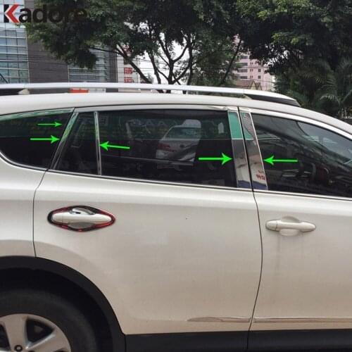 For Toyota RAV4 RAV 4 2013-2017 Stainless Steel Window Cover Trim B+C Pillar Middle Center Decoration Strip Molding 10pcs/set