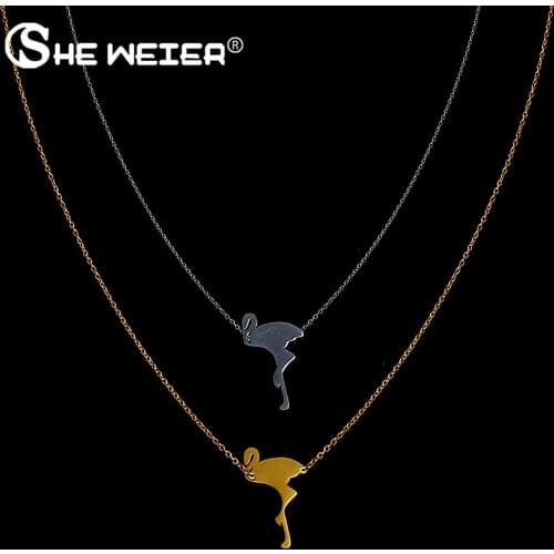 SHE WEIER fashion stainless steel pendant necklace chain jewelry for women choker female best friends gold neckless