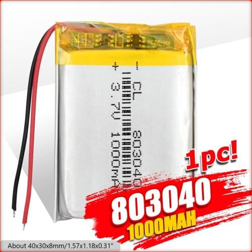 YCDC 3.7V 1000mAh 803040 Li-Po ion Rechargeable battery for GPS PSP mp3 mp4 mp5 Bluetooth speaker sound mobile Pocket