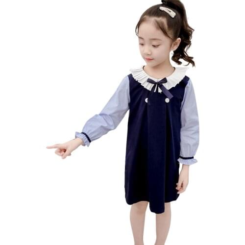 Teenage Girls Dress Striped Party Dress For Girls Patchwork Kids Dress Spring Autumn Clothes Girl