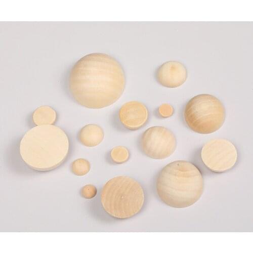 Natural Wood Half-Faced Round Beads DIY Jewelry Making Unfinished Accessories 15/20/20/30/35/40mm Eco-Friendly Wooden Beads