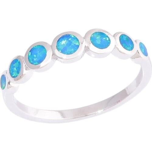 CiNily Created Blue Fire Opal Silver Plated Wholesale Hot Sell Fashion for Women Jewelry Ring Size 6-10 OJ9622