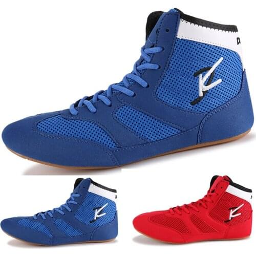 2020 Professional Boxing Wrestling Shoes Rubber Outsole Breathable Combat Sneakers Lace-up Professional training fighting boots