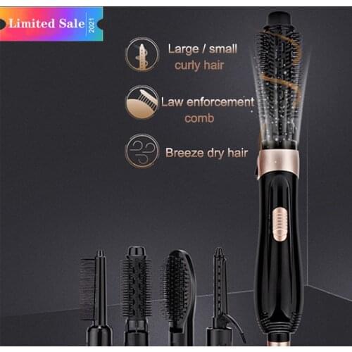 Hot Air Comb Straightener 4 in 1 Hair Dryer Brush Curler Hot Air Curler Iron Hair Styling Tool Reduce Frizz and Static Anti-Scal