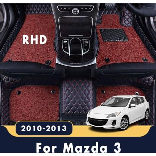 RHD Car Floor Mats For Mazda 3 2013 2012 2011 2010 Luxury Double Layer Wire Loop Carpets Auto Accessories Rugs Waterproof