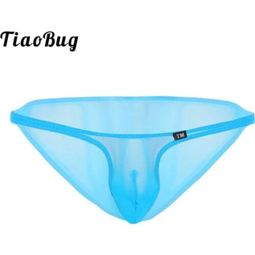 Sexy Men Mesh Underwear See Through Sheer Swimming Lingerie Low Rise Bulge Pouch G-String Thong Male Gay Swimwear Bikini Briefs