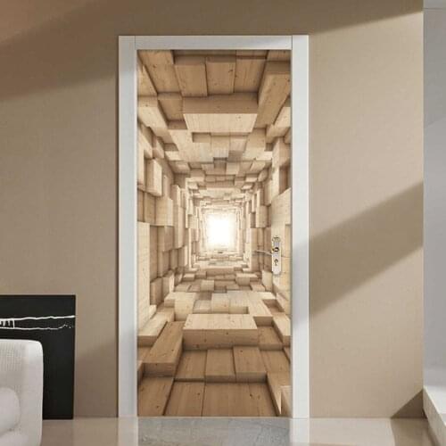 Modern Creative DIY Door Sticker 3D Spatial Expansion Wallpaper Home Decor Poster Design PVC Self-Adhesive 3D Door Wall Stickers