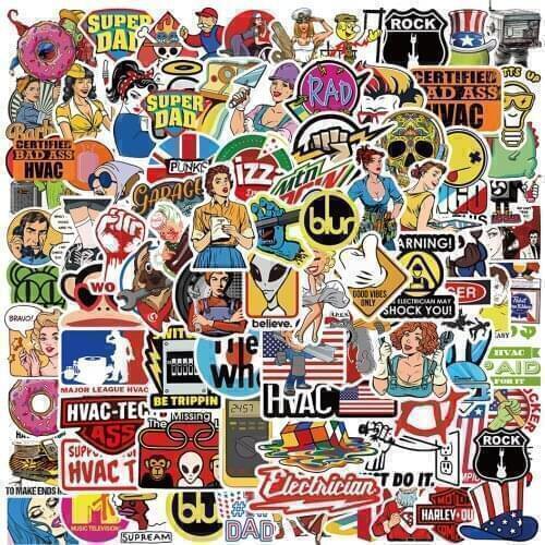 10/30/50/100PCS Classic Retro Logo Brand Cartoon Graffiti Stickers Fridge Guitar Travel Snowboard Motorcycle Cool Decal Sticker
