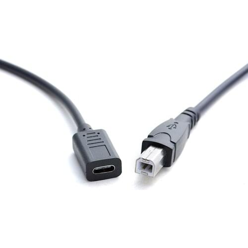 Type C Female Connector To USB 2.0 B Type Male Data Cable Adapter For Cell Phone Printer Hard Disk File Transfer Fast