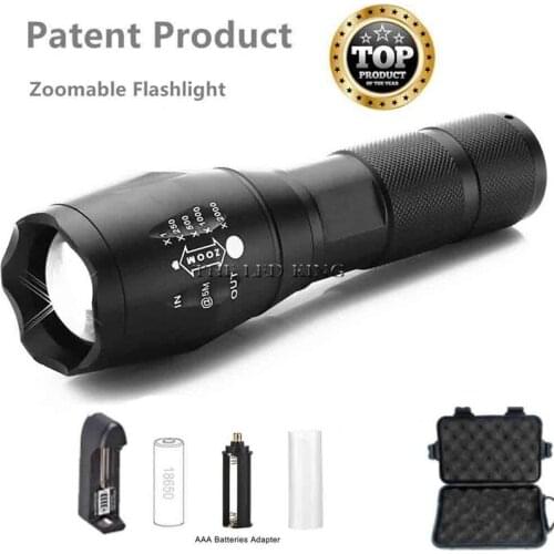 Ultra Bright Rechargeable LED Flashlight With T6 lamp Adjustable Focus 5 Modes Zoomable light Torch Lantern 1*18650 or 1*26650