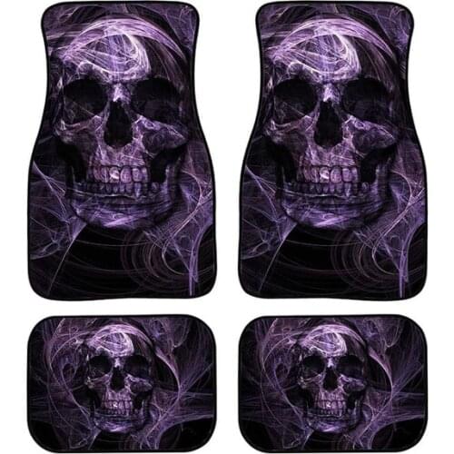 Aimaao Purple Skull Smoke Universal Fit Front/Rear 4 Pcs Full Set Carpet Car SUV Truck Floor Mats For Bmw E46 E90 F10 VW
