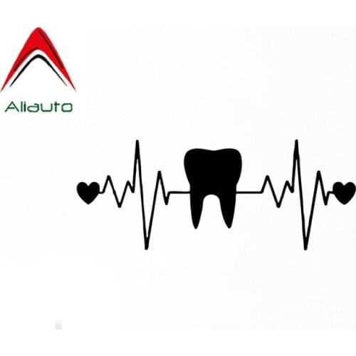 Creative Teeth Dentist Dentistry Heart ECG Vinyl Art Stickers Dental Clinic Decor Wall Decals for Car Windows Decor,20cm*7cm