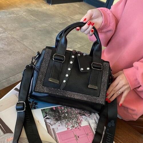 Cowhide Diamond Women Bag 2021 New Fashion Ladies Handbag Casual Large-capacity Shoulder Messenger Bag female Tide Digging Bags