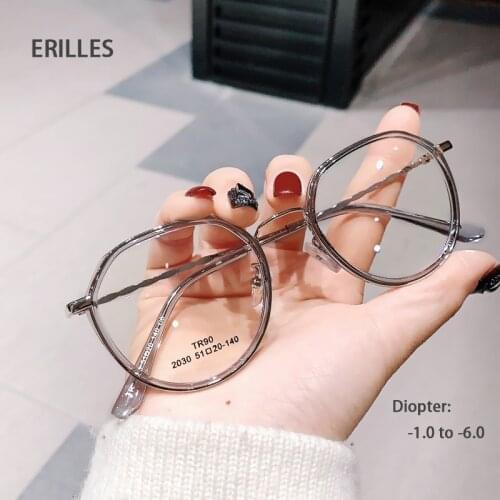 Anti Blue Light Myopia Glases For Women Retro Round Metal Frames Glasses For The Myopia Nearsightedness Glasses Anti Fatigue